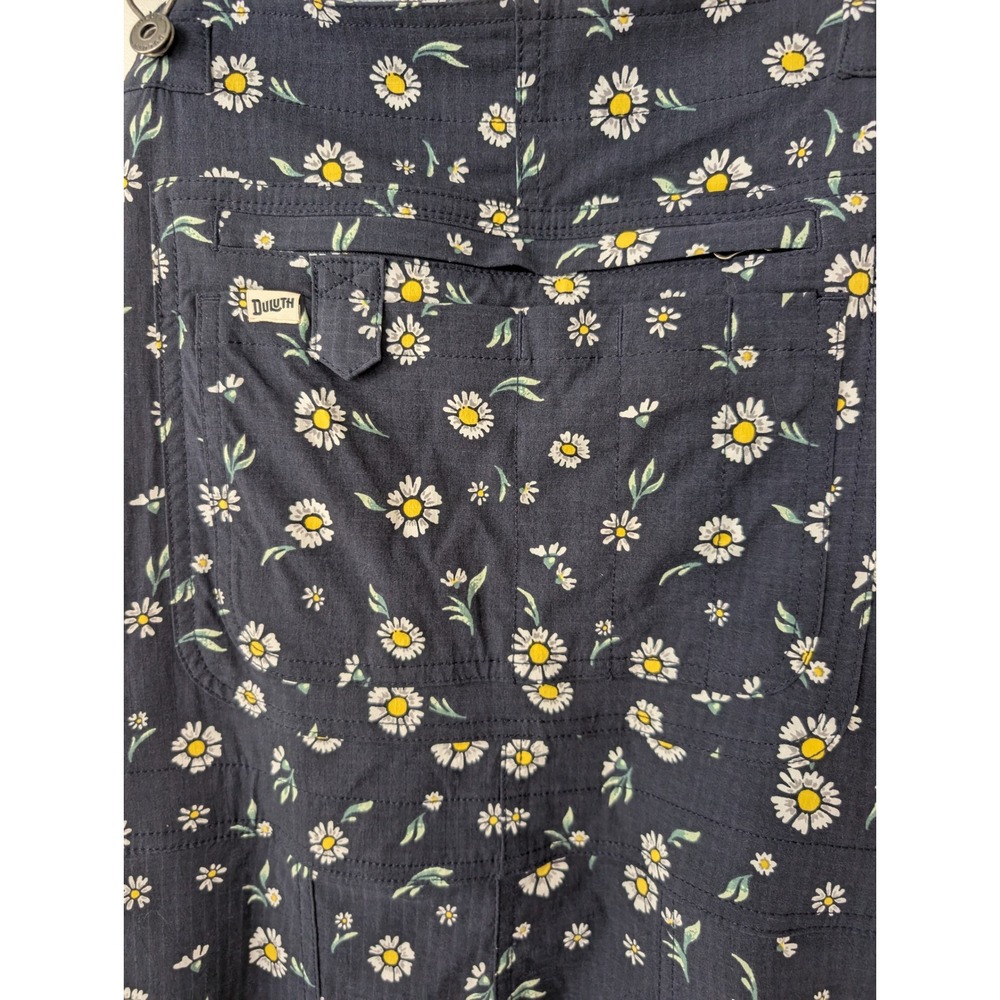 Duluth Trading Co Heirloom Gardening Bib Overalls Navy Daisy Floral XXL x 31 - Picture 4 of 8
